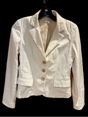 Vince Cream White 3-Button Blazer Jacket Cotton Blend Size 2